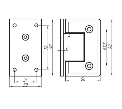 Петля стекло-стена, цинк