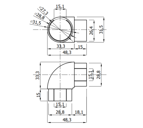 Угловой элемент для трубы Design