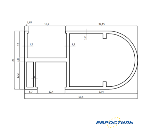 СТК-5, Профиль верхний усиленный для ЛДСП 16 мм и HPL 12 мм