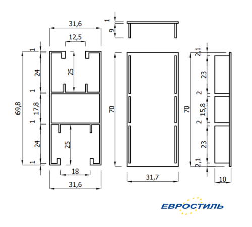 Напольный профиль под 12-16 мм