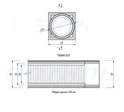 Закладная для опоры М10 дюралюминиевая