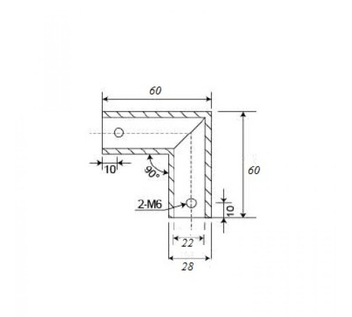Угловой соединитель к штанге 22 мм, хром