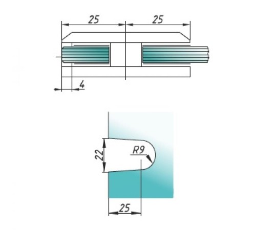 Крепеж стекло-стена, латунь (SC)