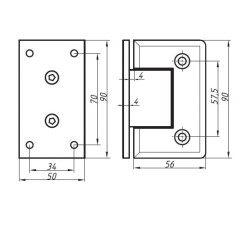 Петля стена-стекло, цинк