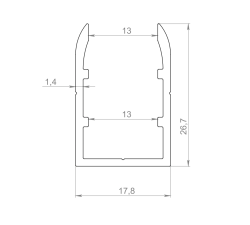 Профиль установочный скругленный 12 мм