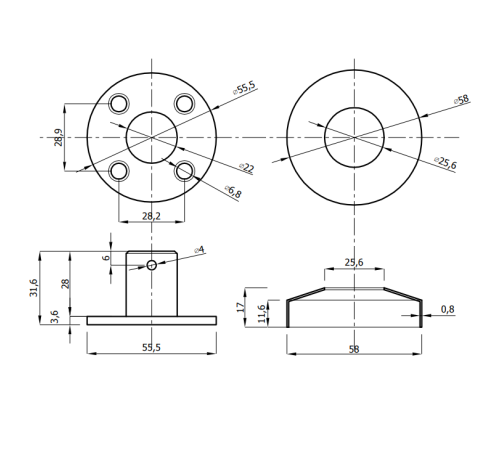 Торцевой элемент для трубы 25 мм