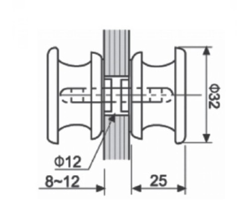 Ручка-кноб 32*25 мм, латунь CR