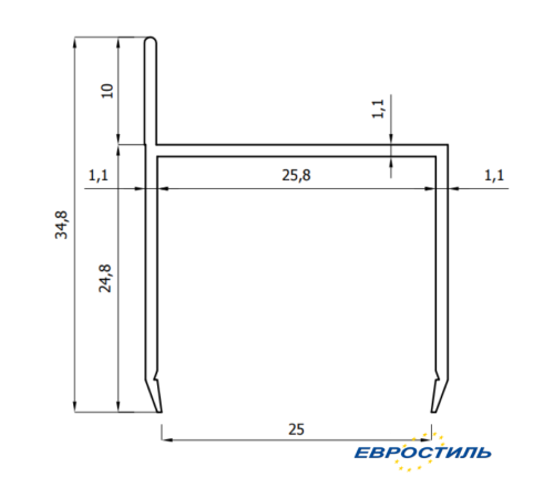 СТК25-1, Профиль дверной для ЛДСП 25 мм